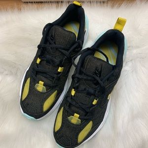 Nike M2K Tenno Lx Tennis Shoe Black Yellow Denim